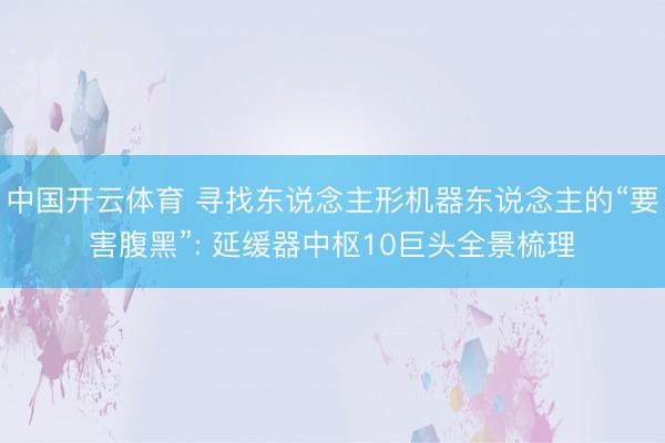 中国开云体育 寻找东说念主形机器东说念主的“要害腹黑”: 延缓器中枢10巨头全景梳理