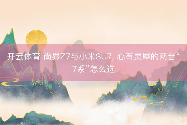 开云体育 尚界Z7与小米SU7， 心有灵犀的两台“7系”怎么选