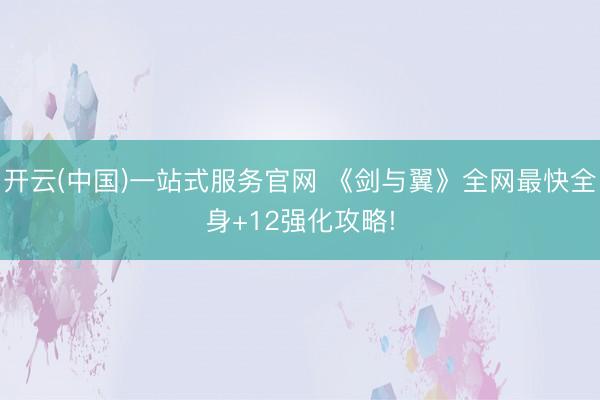 开云(中国)一站式服务官网 《剑与翼》全网最快全身+12强化攻略!