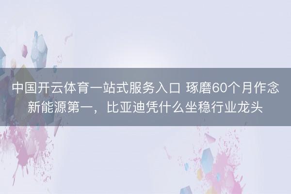 中国开云体育一站式服务入口 琢磨60个月作念新能源第一，比亚迪凭什么坐稳行业龙头