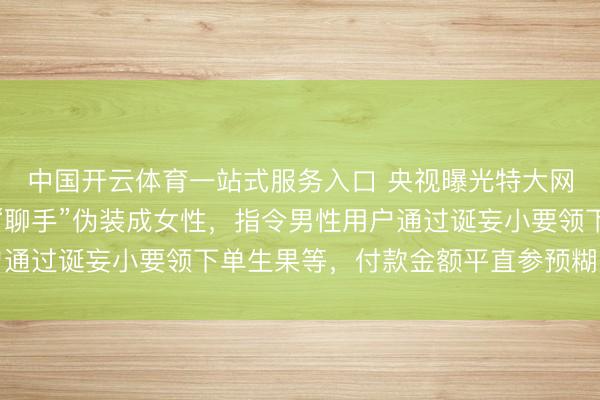 中国开云体育一站式服务入口 央视曝光特大网罗交友糊弄案：百名“聊手”伪装成女性，指令男性用户通过诞妄小要领下单生果等，付款金额平直参预糊弄资金池