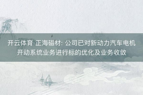 开云体育 正海磁材: 公司已对新动力汽车电机开动系统业务进行标的优化及业务收敛
