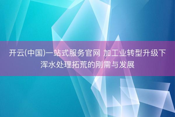 开云(中国)一站式服务官网 加工业转型升级下浑水处理拓荒的刚需与发展